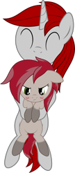 Size: 2000x4642 | Tagged: safe, artist:waveywaves, oc, oc only, oc:chamber, oc:waves, species:pony, blushing, cuddling, freckles, happy, simple background, socks (coat marking), transparent background, unhappy