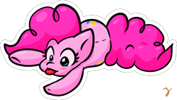 Size: 1194x677 | Tagged: safe, artist:zutcha, character:pinkie pie, species:earth pony, species:pony, blep, blushing, both cutie marks, cute, diapinkes, female, mare, signature, silly, simple background, solo, tongue out, transparent background