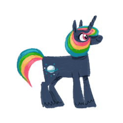 Size: 800x800 | Tagged: safe, artist:needsmoarg4, character:moonstone, species:pony, species:unicorn, g1, moonstone, rainbow hair, solo