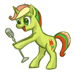 Size: 800x800 | Tagged: safe, artist:needsmoarg4, character:mimic (g1), species:pony, species:twinkle eyed pony, species:unicorn, female, mare, microphone, simple background, solo, white background