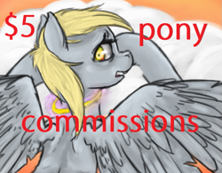 Size: 727x567 | Tagged: safe, artist:colorlesscupcake, character:derpy hooves, species:pegasus, species:pony, commission, commission info, female, mare, solo