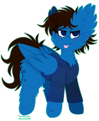 Size: 977x1194 | Tagged: safe, artist:vanillaswirl6, oc, oc only, oc:mcminetubemlp, species:pegasus, species:pony, clothing, male, simple background, solo, sweater, tongue out, transparent background