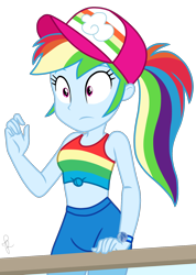 Size: 1200x1690 | Tagged: safe, artist:ilaria122, character:rainbow dash, equestria girls:spring breakdown, g4, my little pony: equestria girls, my little pony:equestria girls, spoiler:eqg series (season 2), adorasexy, cap, clothing, cute, dashabetes, female, geode of super speed, hat, magical geodes, midriff, pants, ponytail, sexy, simple background, solo, stupid sexy rainbow dash, tank top, transparent background