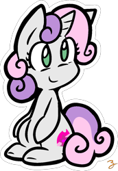 Size: 782x1136 | Tagged: safe, artist:zutcha, character:sweetie belle, species:pony, species:unicorn, cute, diasweetes, female, filly, no pupils, signature, simple background, solo, transparent background