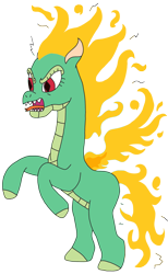 Size: 1967x3186 | Tagged: safe, artist:supahdonarudo, community related, character:tianhuo, species:longma, them's fightin' herds, 200% mad, angry, forked tongue, mane of fire, meme, reeee, sharp teeth, teeth, this will end in death, this will end in tears, this will end in tears and/or death, tongue out