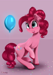 Size: 4250x6000 | Tagged: safe, artist:darksly, character:pinkie pie, species:pony, absurd resolution, balloon, colored hooves, confetti, cute, diapinkes, female, mare, open mouth, solo