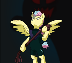 Size: 2223x1945 | Tagged: safe, artist:chedx, character:fluttershy, species:pegasus, species:pony, comic:the storm kingdom, alternate timeline, badass, beast, command 6, commander fluttershy, cropped, crystal of light, flutterbadass, monster, the bad guy wins, whip