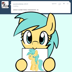 Size: 750x750 | Tagged: safe, artist:datahmedz, character:sunshower raindrops, species:pony, ask, female, raindropsanswers, solo, tumblr