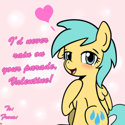 Size: 900x900 | Tagged: safe, artist:datahmedz, character:sunshower raindrops, species:pony, ask, blushing, female, raindropsanswers, solo, tumblr, valentine's day card