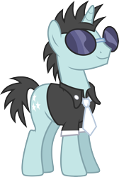 Size: 4022x6000 | Tagged: safe, artist:chainchomp2, character:neon lights, character:rising star, species:pony, species:unicorn, episode:sweet and elite, g4, my little pony: friendship is magic, .svg available, absurd resolution, background pony, clothing, male, necktie, shirt, simple background, smiling, solo, stallion, sunglasses, transparent background, vector