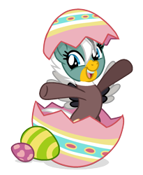 Size: 999x1216 | Tagged: safe, artist:rioshi, artist:starshade, base used, oc, oc only, oc:duk, species:pegasus, species:pony, cute, duck pony, easter, easter egg, egg, female, holiday, mare, open mouth, pegaduck, simple background, smiling, solo, transparent background