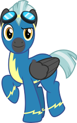 Size: 3748x6000 | Tagged: safe, artist:chainchomp2, character:thunderlane, species:pegasus, species:pony, episode:marks and recreation, g4, my little pony: friendship is magic, .svg available, absurd resolution, clothing, goggles, looking at you, male, raised hoof, simple background, solo, stallion, transparent background, uniform, vector, wonderbolts uniform