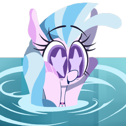 Size: 1000x1000 | Tagged: safe, artist:dragonpone, derpibooru original, character:silverstream, species:seapony (g4), episode:what lies beneath, g4, my little pony: friendship is magic, blush sticker, blushing, cute, diastreamies, excited, female, happy, hooves on cheeks, lineless, open mouth, scene interpretation, simple background, solo, starry eyes, transparent background, water, wide eyes, wingding eyes