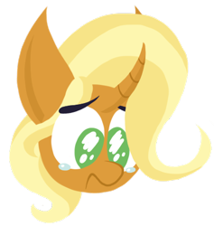 Size: 434x458 | Tagged: safe, artist:dragonpone, derpibooru original, idw, character:sunflower spectacle, species:pony, species:unicorn, g4, bust, curved horn, female, frown, horn, lineless, mare, mother's day, portrait, sad, simple background, solo, teary eyes, transparent background