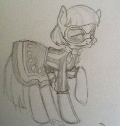 Size: 605x636 | Tagged: safe, artist:laceymod, character:photo finish, species:pony, female, mare, monochrome, solo, traditional art