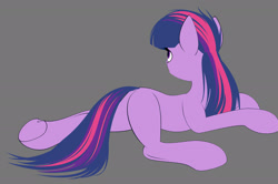 Size: 2500x1656 | Tagged: safe, artist:styroponyworks, character:twilight sparkle, species:pony, color, female, gray background, missing cutie mark, rear view, simple background, solo, wip