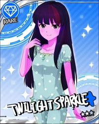 Size: 640x800 | Tagged: safe, artist:weiliy, character:twilight sparkle, species:human, my little pony:equestria girls, clothing, female, idolmaster, pajamas, stars, text