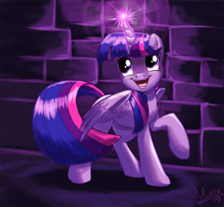 Size: 1200x1109 | Tagged: safe, artist:sirzi, character:twilight sparkle, character:twilight sparkle (alicorn), species:alicorn, species:pony, cute, female, glowing horn, horn, light, looking up, magic, one hoof raised, raised hoof, signature, sirzi is trying to murder us, solo