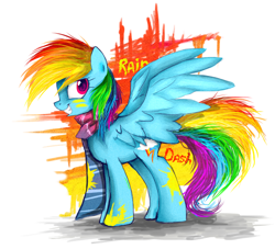 Size: 3300x3000 | Tagged: safe, artist:mirtash, rcf community, character:rainbow dash, species:pegasus, species:pony, clothing, female, mare, scarf, simple background, smiling, solo, spread wings, white background, wings
