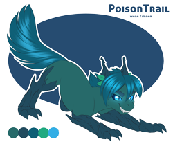 Size: 4680x3897 | Tagged: safe, artist:silkensaddle, oc, oc only, oc:poison trail, claws, fangs, glowing eyes, hengstwolf, original species, solo, species swap, timber pony, timber wolf, werewolf