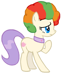 Size: 444x529 | Tagged: safe, artist:durpy, character:vera, species:earth pony, species:pony, afro, clown hair, cute, female, not rarity, sad, solo, spa pony, verabetes