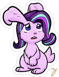 Size: 560x730 | Tagged: safe, artist:zutcha, character:starlight glimmer, species:rabbit, animal, bunnified, female, signature, simple background, solo, species swap, transparent background