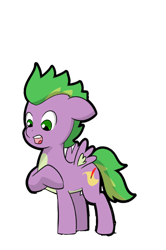 Size: 2821x4253 | Tagged: safe, artist:chedx, character:spike, species:pegasus, species:pony, comic:claws and hooves, floppy ears, male, ponified, ponified spike, raised hoof, shocked, simple background, solo, species swap, transparent background