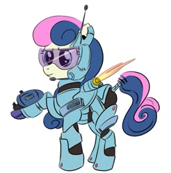 Size: 615x626 | Tagged: safe, artist:bunnimation, character:bon bon, character:sweetie drops, species:earth pony, species:pony, newbie artist training grounds, g4, armor, female, hmd, mare, photoshop, raised hoof, science fiction, simple background, solo, white background