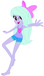 Size: 3768x6408 | Tagged: safe, artist:jawsandgumballfan24, character:flitter, my little pony:equestria girls, barefoot, bow, clothing, cute, equestria girls-ified, feet, female, flitterbetes, hair bow, shorts, solo, tank top