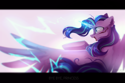 Size: 2449x1632 | Tagged: safe, artist:mirtash, rcf community, character:starlight glimmer, species:alicorn, species:pony, alicornified, blood, corrupted, evil starlight, female, glowing horn, horn, injured, open mouth, race swap, shrunken pupils, solo, starlicorn, violence, xk-class end-of-the-world scenario