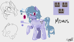 Size: 1920x1080 | Tagged: safe, artist:cdv, artist:sweeteater, derpibooru original, oc, oc only, oc:mimus, species:pony, cutie mark, mimic, monster mare, reference sheet, slime, solo