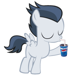 Size: 1218x1320 | Tagged: safe, artist:jawsandgumballfan24, character:rumble, species:pegasus, species:pony, colt, cute, drinking, eyes closed, foal, male, pepsi, pepsi logo, rumblebetes, simple background, soda, solo, straw, transparent background, vector