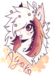Size: 822x1224 | Tagged: safe, artist:tenebristayga, oc, oc:ayaka, species:pony, alternate design, blushing, bust, chest fluff, ear fluff, female, hair over eyes, hair over one eye, mare, ponified, stars