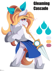 Size: 2773x3764 | Tagged: safe, artist:conrie, species:pony, species:unicorn, commission, dragalia lost, elisanne, female, lance, mare, ponified, solo, weapon
