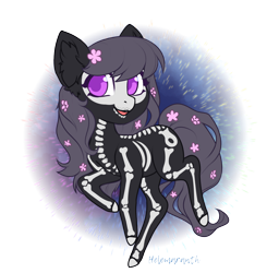 Size: 3700x3768 | Tagged: safe, artist:helemaranth, rcf community, oc, oc:witch, species:earth pony, species:pony, blank flank, cute, flower, flower in hair, purple eyes, simple background, smiling, solo, tattoo, transparent background