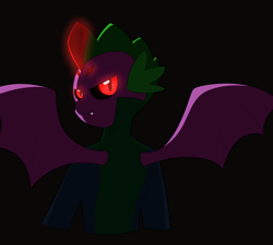 Size: 5000x4500 | Tagged: safe, alternate version, artist:chedx, character:spike, species:dragon, comic:the storm kingdom, my little pony: the movie (2017), alternate design, alternate hairstyle, alternate timeline, alternate universe, back, bodyguard, bodyguard spike, comic, glowing eyes, halloween, halloween 2019, holiday, looking at you, male, red eyes, solo, winged spike
