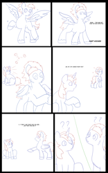 Size: 5000x8000 | Tagged: safe, artist:chedx, commissioner:bigonionbean, writer:bigonionbean, oc, oc:fast hooves, oc:home defence, species:pony, comic:the fusion flashback, butt, clydesdale, comic, confused, confusion, dialogue, flank, fusion, fusion:fast hooves, fusion:home defence, large butt, magic, panicking, plot, potion, sketch, sketch dump, spread wings, swelling