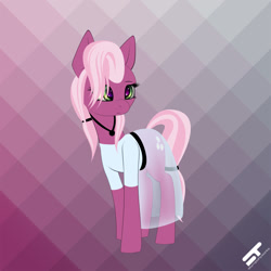 Size: 1275x1275 | Tagged: safe, artist:styroponyworks, character:cheerilee, species:pony, alternate mane style, clothing, colored pupils, digital art, dress, female, jewelry, mare, necklace, see-through, solo
