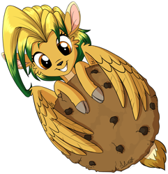 Size: 822x851 | Tagged: safe, artist:sirzi, oc, oc only, oc:windy leaves, species:deer, species:peryton, cookie, food, micro, original species, simple background, smiling, solo, transparent background