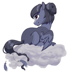 Size: 900x900 | Tagged: safe, artist:silentwulv, oc, oc:olivia, species:pegasus, species:pony, cloud, female, mare, prone, simple background, solo, transparent background