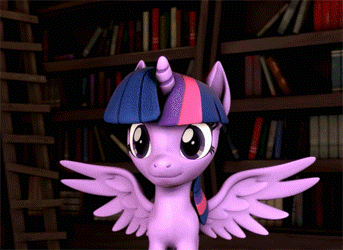 Size: 343x250 | Tagged: safe, artist:pika-robo, character:twilight sparkle, character:twilight sparkle (alicorn), species:alicorn, species:pony, 3d, animated, book, bookshelf, coccinellidaephobia, crossover, do not want, floppy ears, gif, insect, ladder, ladybug, ledyba, nope, pokémon, scared, sfm pony, shrunken pupils, source filmmaker, spread wings, stylistic suck, twilight hates ladybugs, uh oh, wings