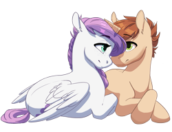 Size: 1169x900 | Tagged: safe, artist:silentwulv, oc, oc only, oc:game play, oc:specialty, species:pegasus, species:pony, species:unicorn, female, male, mare, prone, simple background, stallion, transparent background