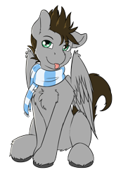 Size: 1587x2408 | Tagged: safe, artist:punk-pegasus, oc, oc:menzing, species:pegasus, species:pony, 2020 community collab, derpibooru community collaboration, clothing, male, mohawk, scarf, simple background, solo, tongue out, transparent background