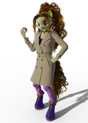 Size: 1536x2160 | Tagged: safe, artist:stellarator, character:adagio dazzle, species:anthro, species:unguligrade anthro, 3d, blender, clothing, cosplay, costume, crossover, cycles, my little pony, not sfm, pokemon sword and shield, pokémon, sonia (pokemon), trenchcoat