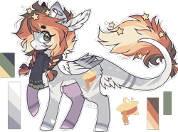 Size: 1730x1289 | Tagged: safe, artist:tenebristayga, oc, oc:star sprinkle, species:pegasus, species:pony, color palette, eye clipping through hair, feather, female, leonine tail, one hoof raised, pin, reference sheet, simple background, stars, transparent background