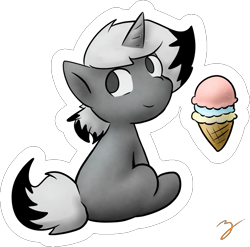 Size: 761x752 | Tagged: safe, artist:zutcha, oc, oc only, oc:inkling, species:pony, species:unicorn, cute, food, ice cream, ocbetes, simple background, solo, transparent background