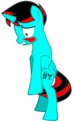 Size: 400x654 | Tagged: safe, artist:jawsandgumballfan24, oc, oc only, oc:jawsandgumballfan24, species:alicorn, species:pony, alicorn oc, bipedal, blushing, covering, covering crotch, embarrassed, naked rarity, pegacorn, pegacorn oc, pony creator, simple background, transparent background, wat, we don't normally wear clothes