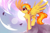 Size: 2449x1632 | Tagged: safe, artist:mirtash, character:spitfire, species:pegasus, species:pony, g4, chest fluff, ear fluff, female, goggles, mare, moon, night, outdoors, profile, signature, sky, smiling, solo, spread wings, stars, wings