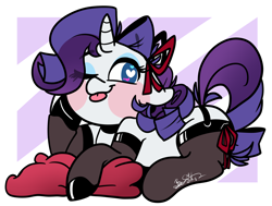 Size: 3816x2886 | Tagged: safe, artist:befishproductions, character:rarity, species:pony, species:unicorn, ;p, clothing, cute, female, garters, heart eyes, one eye closed, raribetes, socks, solo, thigh highs, tongue out, wingding eyes