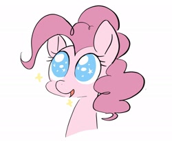 Size: 2048x1690 | Tagged: safe, artist:noupu, character:pinkie pie, species:pony, bust, cute, diapinkes, female, mare, no pupils, open mouth, portrait, simple background, solo, starry eyes, stars, white background, wingding eyes